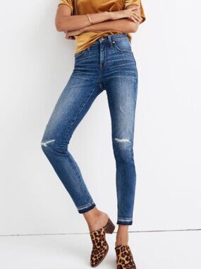 Madewell 9" High-Rise Skinny Jeans in York Wash: Rip and Repair Edition 32